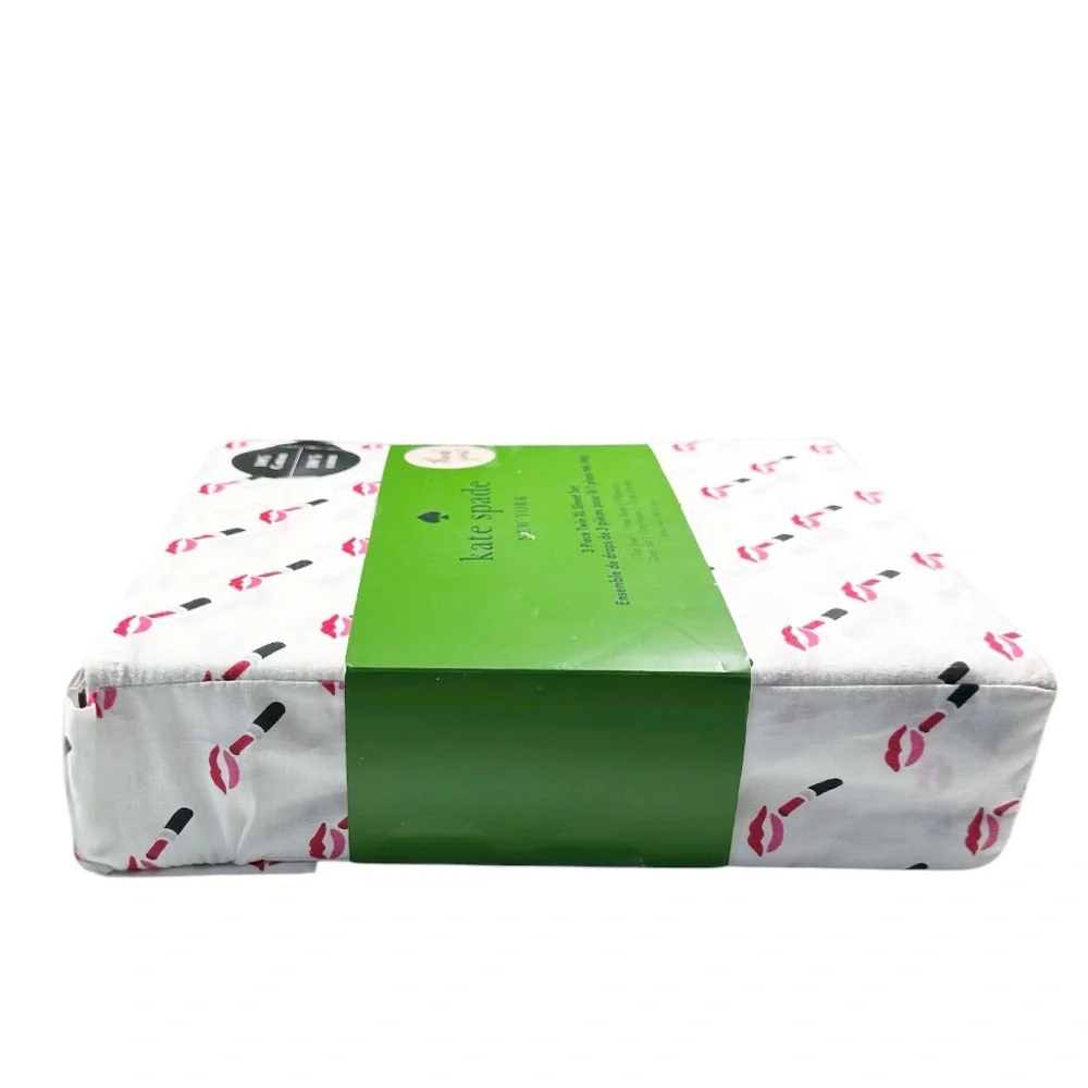 NEW Kate Spade LIPSTICK KISS. TWIN XL Sheet Set